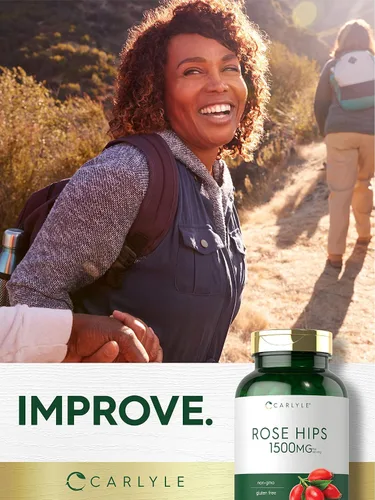 Vista 6 de Carlyle Rose Hips 1500 mg 240 cápsulas de liberación rápida Suplemento herbario sin OMG y sin gluten