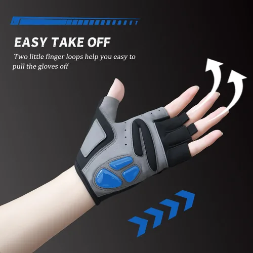 Vista 3 de Guantes de ciclismo, guantes de ciclismo acolchados de gel para hombres, antideslizantes, absorben los golpes, ligeros y transpirables, diseño