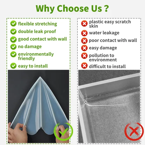 Vista 7 de Protector de salpicaduras de ducha de silicona, protector de salpicaduras de esquina de bañera transparente XXL, protector de agua de ducha de baño