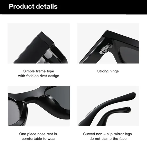 Vista 8 de EYLRIM Gafas de sol de marco cuadrado grueso para mujeres y hombres, lentes de sol polarizados rectangulares gruesos con protección UV400