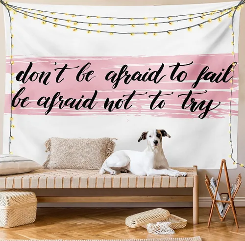 Vista 8 de Ambesonne Tapiz de estilo de vida, impresión artística con texto en inglés «Do Not Be Afraid to Fail Be Afraid to Try Words», para colgar