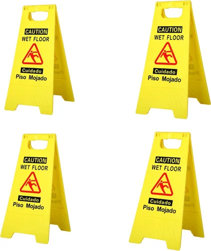 Vista 9 de CERLMLAND Señal de precaución mojada para piso, plegable, resistente, bilingüe de doble cara, letreros de advertencia de seguridad para uso