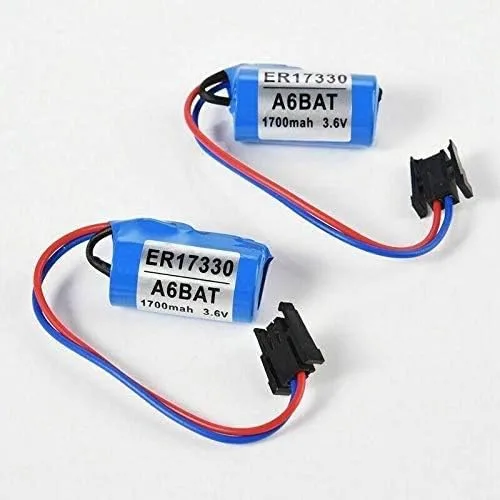Vista 2 de Beacon Pet A6BAT ER17330V PLC Batería de litio tamaño 2/3A 1700mah con enchufe para Mitsubishi Servo(10 piezas)