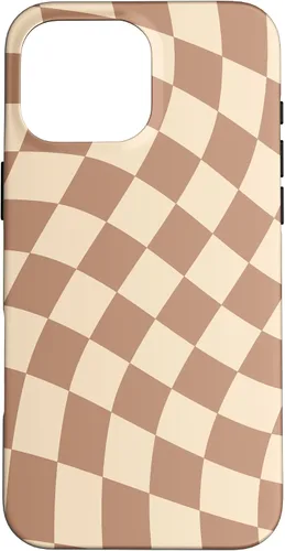 Vista 19 de iPhone 16 Brown Checkered Wavy Checkerboard Pattern Phone Case
