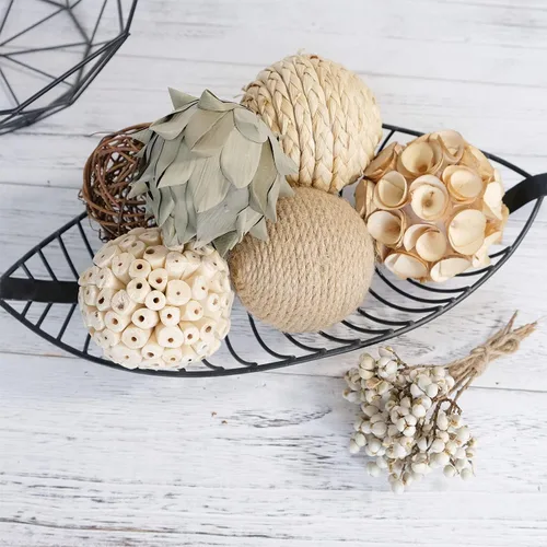 Vista 3 de 6 bolas de mimbre tejidas de mimbre de 3.5 pulgadas, bolas decorativas, ramitas, orbes verdes, jarrón, relleno para decoración de mesa