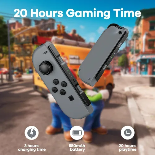 Vista 3 de QOZUGY Controller for Nintendo Switch, Replacement Wireless LR Controller with Double Vibration Support Wake-up and Screenshot