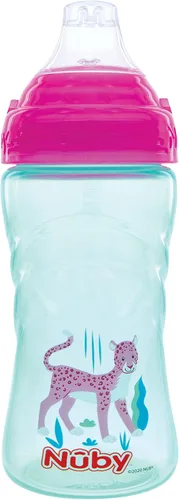 Vista 6 de Nuby No Spill Printed Thirsty Kids - Vaso deportivo antiderrames con boquilla suave y tapa, 12 onzas, más de 12 meses, paquete individual de 1