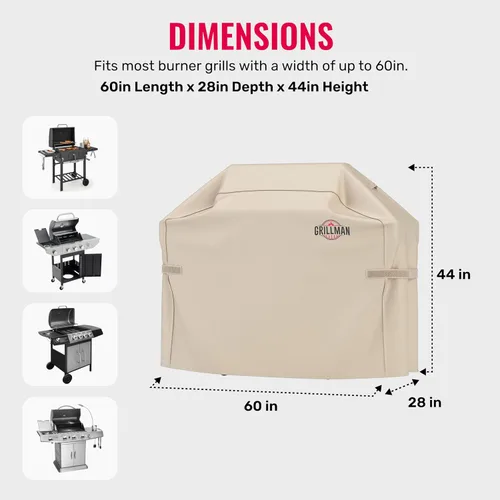 Vista 3 de Grillman Funda para parrilla, cubiertas de barbacoa al aire libre, carbón, parrillas de gas, impermeable, a prueba de rasgaduras, resistente a