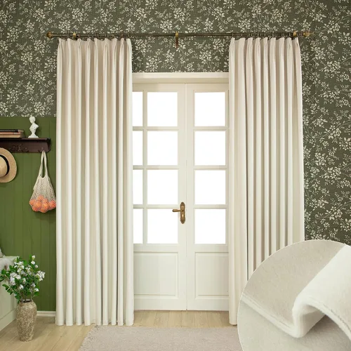 Vista 14 de MUMFAS Panel de Cortina con Pliegues Pellizcos de Terciopelo Sólido con Aislamiento Térmico 95% Opaca para Puerta de Patio para Barra Transversal