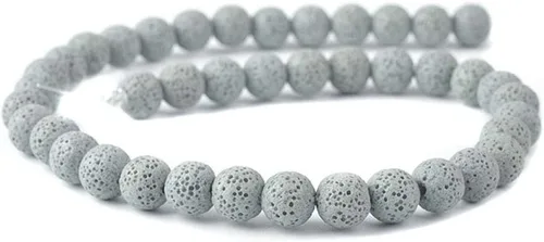 Vista 9 de Cuentas de piedra de lava de colores, cuentas redondas de roca volcánica, cuentas sueltas para collares, pulseras, joyas (marrón, 0.24 pulgadas)
