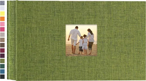 Vista 23 de potricher - Álbum de fotos pequeño para 100 fotos de 4 x 6 pulgadas, con portada de lino con foto, familiar, para bodas, aniversarios, bebés o Beige