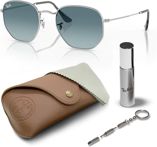 Vista 26 de Ray-Ban RB3548N Lentes planas hexagonales, gafas de sol cuadradas y redondas con kit oficial de gafas