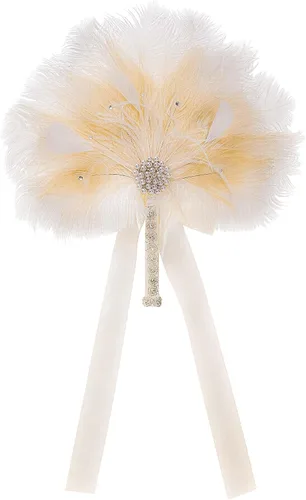 Vista 7 de BABEYOND Bouquet de novia vintage con plumas de avestruz de los años 1920, abanico de plumas de avestruz con cristal, ramo de novia de los años 20