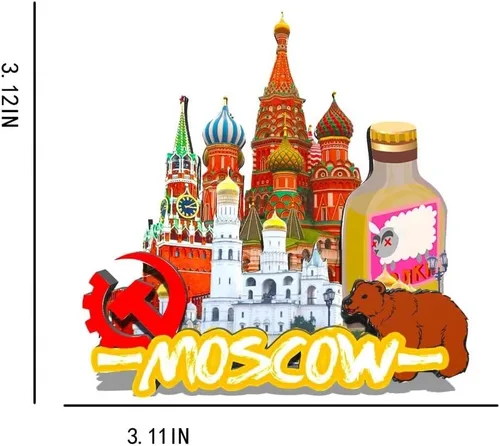 Vista 3 de Rusia Moscú imán de nevera de madera 3D hitos de viaje coleccionables recuerdos decoración hecha a mano-362
