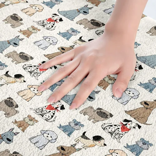 Vista 5 de Erosebridal Lindas alfombras de baño para perros, diseño de cachorro de carlino de dibujos animados para niñas y niños, alfombras de baño