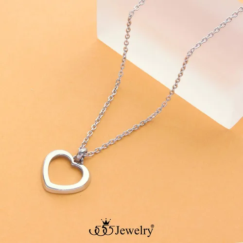 Vista 3 de 555Jewelry Collar con colgante romántico de corazón pequeño de acero inoxidable para mujer