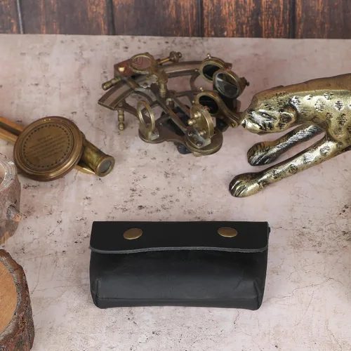 Vista 8 de Bolsa de cuero doble para monedas premium para efectivo y tarjetero, organizador de cables compacto, bolsa de maquillaje de viaje, hecha a mano