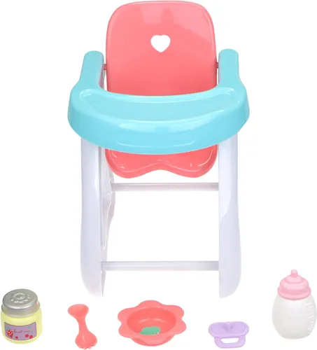 Vista 3 de Lil Cutesies - Juego de regalo de muñeca bebé de vinilo de 9 pulgadas Posable y lavable Traje extraíble Silla alta y accesorios