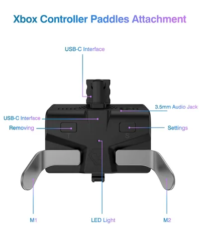 Vista 5 de Paletas para mando Xbox One, Strike Pack multifuncional, botón trasero para mando Xbox One, puerto de audio2 botones traseros de programaciónfunción