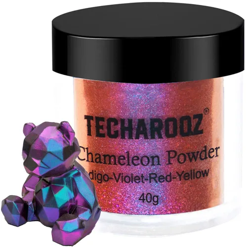 Vista 10 de TECHAROOZ Cian-azul-púrpura 1.41 oz- Polvo de mica camaleón, polvo de mica con cambio de color, purpurina holográfica para suministros de resina UV