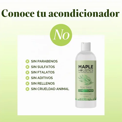 Vista 4 de Acondicionador Maple Holistics de aceite de árbol de té, para el cuidado del color, la resequedad y la caspa, y un tratamiento para el cabello
