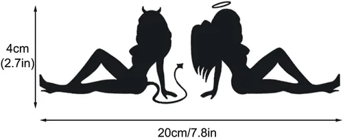 Vista 2 de 3 pares de calcomanías sexy de ángel y chica demonio, pegatinas de vinilo traviesas y bonitas, troqueladas, de bueno y malo, para ventanas, autos