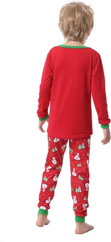 Vista 6 de YIJIU Pijamas de Navidad con estampado de ciervos y tótem de manga larga