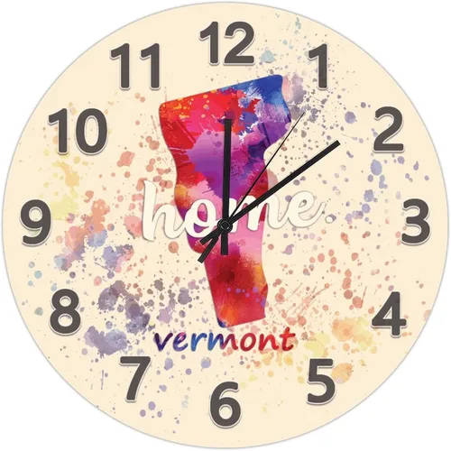 Vista 68 de UFunhome Reloj de pared con mapa del estado de Nevada, acuarela, Estados Unidos, reloj redondo de madera, funciona con pilas, silencioso, sin