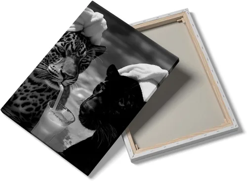 Vista 20 de Impresión de guepardo en el espejo, impresión de fotografía en blanco y negro, leopardo vintage en blanco y negro, fotos de espejo con aspecto