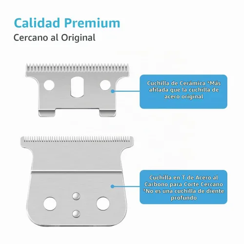 Vista 5 de Paquete de 2 cuchillas en T compatibles con Andis T-Outliner G, GO, GTO, GTX, Headliner LS2, LS3 repuesto