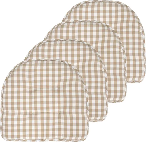 Vista 119 de Sweet Home Collection - Cojín de asiento de espuma viscoelástica y respaldo de caucho antideslizante con capitoné para silla, cojín en U, 17x16 Gris