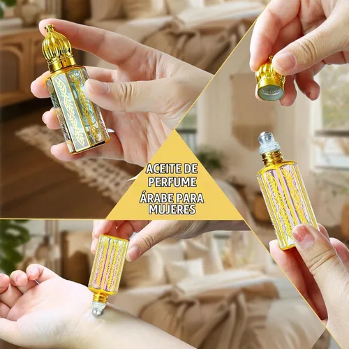 Vista 2 de MR.A Paquete de 3 perfumes árabes para mujer, set de regalo de aceites de perfume árabe de larga duración, aceite de perfume árabe de lujo