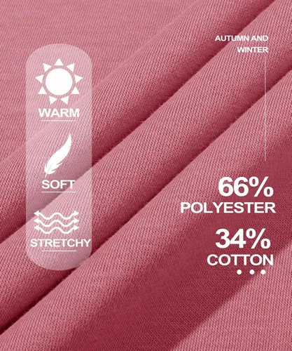 Vista 5 de MAGCOMSEN Sudadera con forro polar para mujer, cuello redondo, algodón, sin botones, casual, manga larga, cálida
