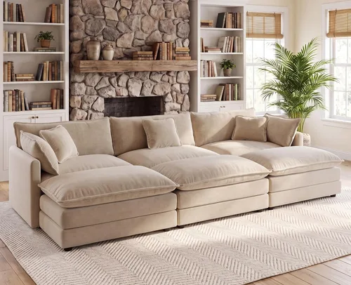 Vista 57 de 76.7" Cloud Couch for Living Room, Deep Seat Loveseat Sofa, Beige Breathable Chenille, 2-Seats Couch for Apartment Small Spaces, Pocket Spring