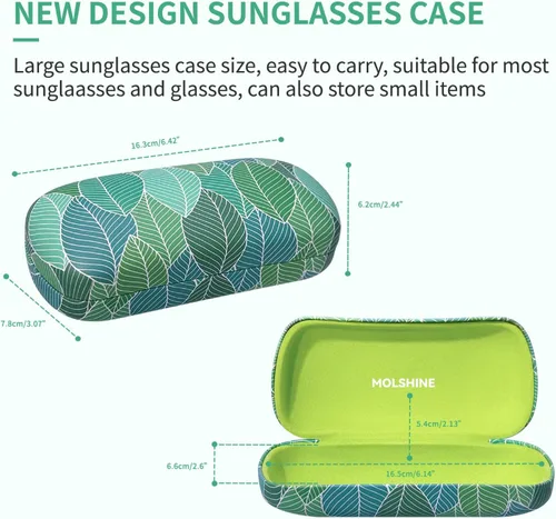 Vista 2 de molshine Estuche rígido para lentes de sol, estuche clásico para lentes de sol, lentes con paño de limpieza