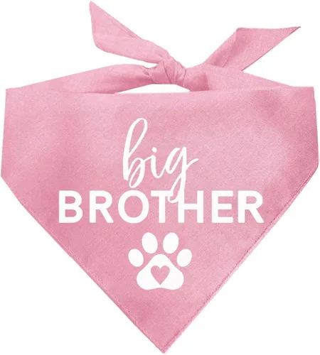 Vista 8 de Big Brother - Bandana para perro con pata de corazón, triángulo ajustable 100% algodón, accesorio para sesión de fotos de anuncio de embarazo, nuevo