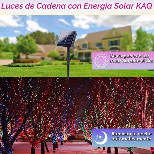 Vista 3 de KAQ - Juego de 200 luces solares LED para exteriores, impermeables, multicolor Total 66FT Flexible Wire With Bright LEDs, 8 Twinkle Modes with