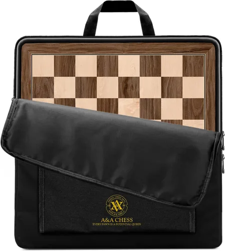 Vista 13 de A&A Tablero de ajedrez profesional de madera de 17.25 pulgadas con bolsa de almacenamiento, madera de ébano e incrustaciones de arce, cuadrados