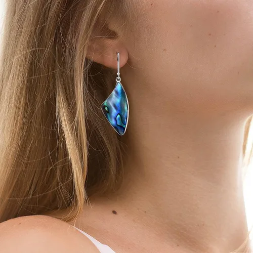 Vista 4 de Stylish Dangle Drop Earrings 925 Sterling Silver Abalone Shell Fashion Beach Jewelry Unique Costume Jewelry for Women Birthday Christmas Gifts for
