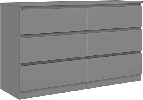 Vista 9 de Vibe & Dine Cómoda doble de 8 cajones, cómoda de madera moderna con amplio almacenamiento para armario, dormitorio, sala de estar, color negro