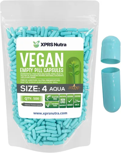Vista 13 de XPRS Nutra Tamaño 4 Cápsulas vacías - 100 unidades de pequeñas cápsulas veganas vacías - Píldoras vegetarianas DIY para rellenar con vegetales - Agua
