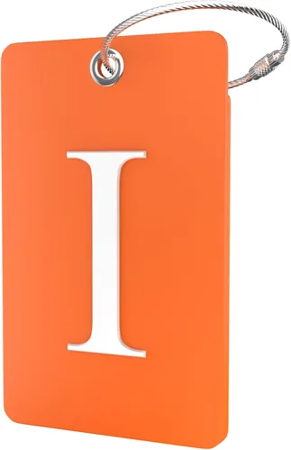 Vista 204 de Etiqueta de equipaje con inicial, totalmente flexible, con aro de acero inoxidable, letra G