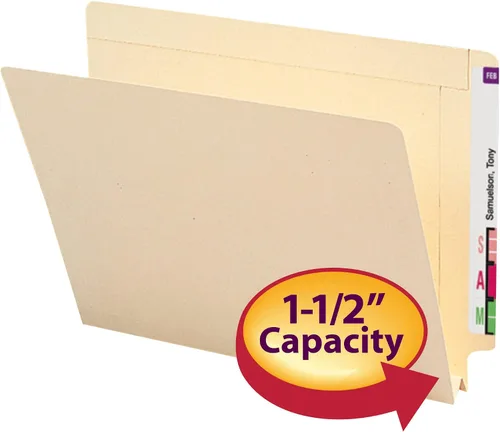 Vista 2 de Smead Carpeta de archivos con pestaña final, pestaña reforzada de corte recto, expansión de 1-1/2", tamaño carta, manila, 50 por caja (24275)