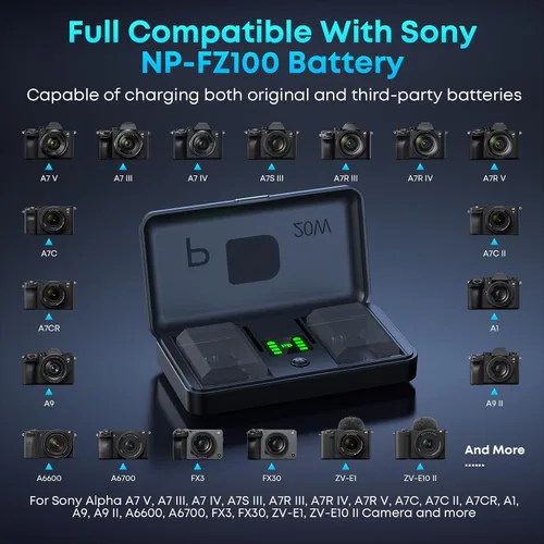 Vista 2 de Cargador de batería NP-FZ100 para Sony, cargador rápido PD 20W USB-C de 2