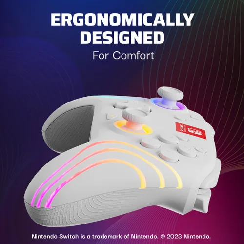 Vista 7 de PDP Afterglow Wave Wireless LED Controller for Nintendo Switch, Nintendo SwitchOLED - White