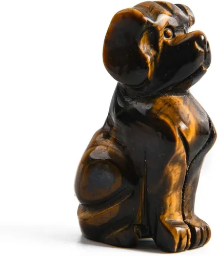 Vista 4 de YGLINE Figura de animales de cristal tallada para perro, escultura de estatua de cachorro, decoración para el hogar Jaspe dálmata