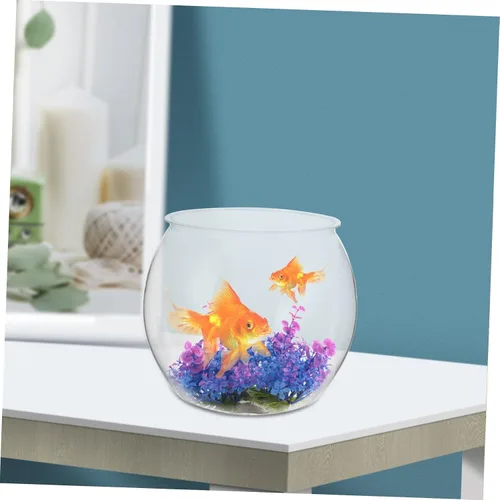 Vista 8 de Angoily Tanque de peces dorado transparente de 7.8 pulgadas, decoración de acuario de plástico transparente para pequeños peces betta, peces
