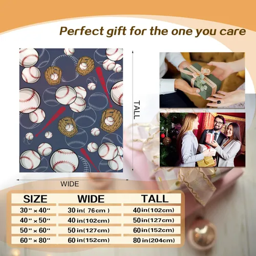 Vista 9 de Manta de béisbol suave y cálida para niños y adultos, manta de franela de lujo ligera y acogedora para sofá, cama, sofá, 50 x 40 pulgadas