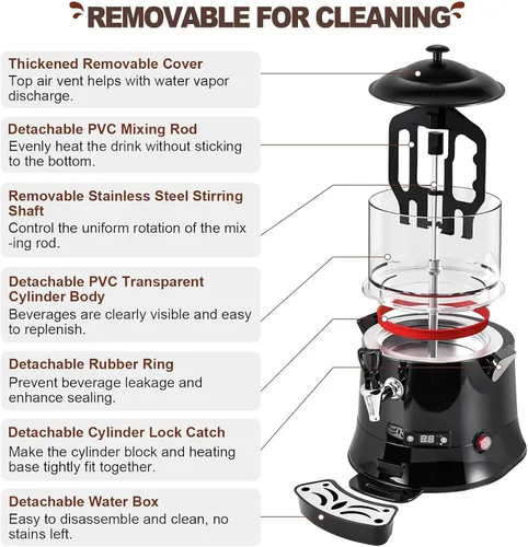 Vista 6 de Dispensador De Chocolate Caliente, Máquina Comercial Para Fundir Chocolate, Temperatura Ajustable, Pantalla De Temperatura Led, Con Cuchilla