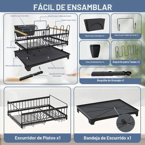 Vista 6 de Escurridor de platos para encimera de cocina con escurridor de platos
